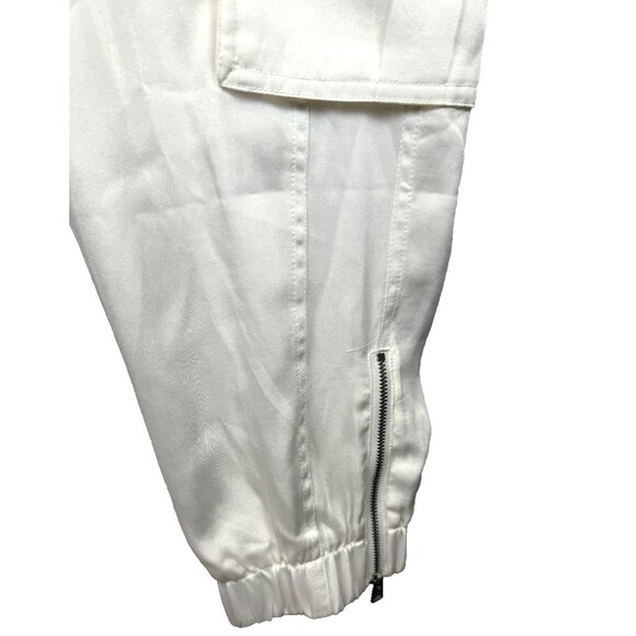 AllSaints Freda Satin Cargo Joggers 6 Ecru Pull On Elastic Waist 90s Y2K - Picture 7 of 16